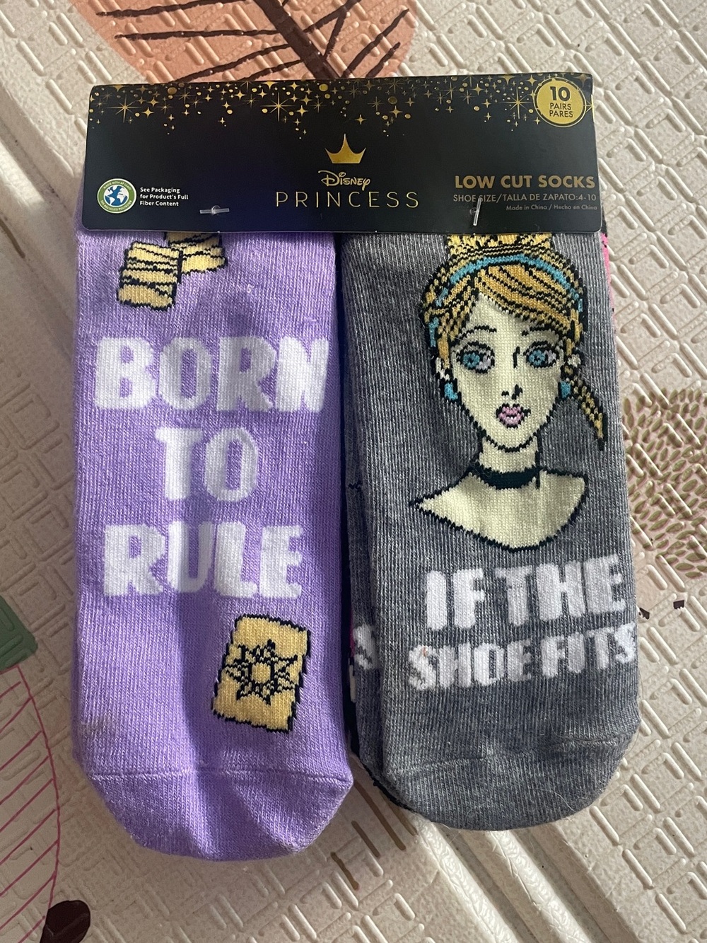 Disney Princess Low Cut Sock Duo - Purple & Gray